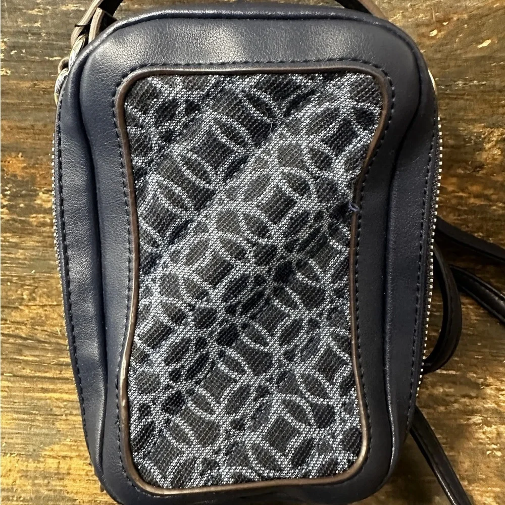 Navy Blue Crossbody Bag with Ornate Detailing